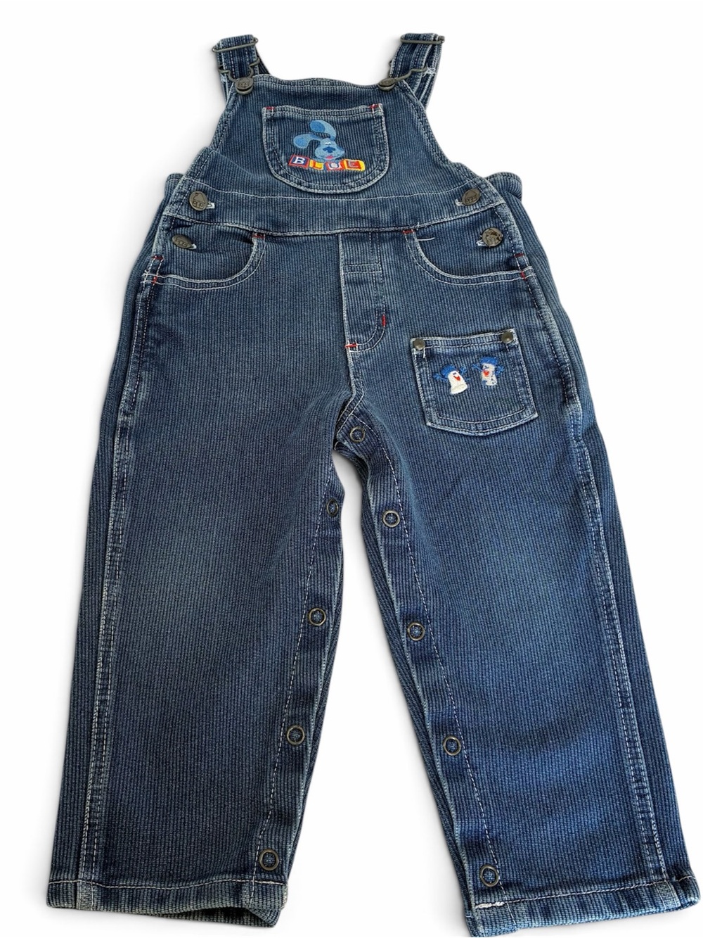 Blues Clues 1990’s Embroidered Overalls 3T Vintage Y2K Boy Girl Bibs Salt Pepper